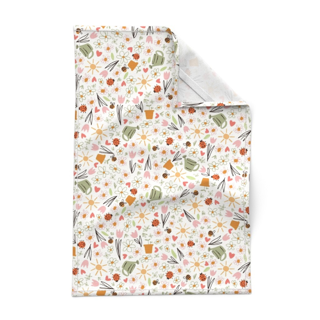 Springtime Surface Pattern Design from Kathrin Woos Spring Collection Time To Bloom on a Tea Towel in the Spoonflower Shop