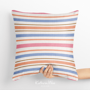Striped multicolor Surface Pattern Design Stripes by Kathrin Woo Design on a pillow