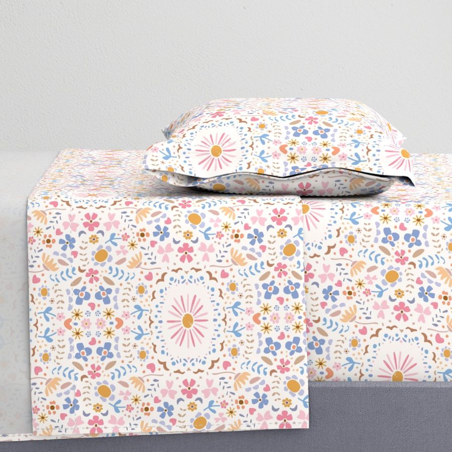 Cute Floral Multicolor Surface Pattern Design SUMMER by Kathrin Woo Design on Bedding