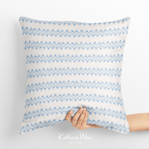 Striped Cute Ice Cone Surface Pattern Design by Kathrin Woo Design on a pillow