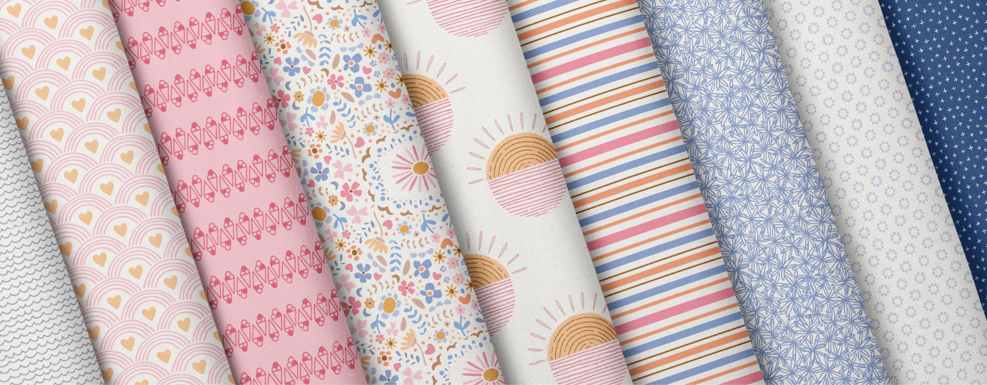 Fabric Mockup of Kathrin Woos Surface Pattern Design Collection Summer Breeze