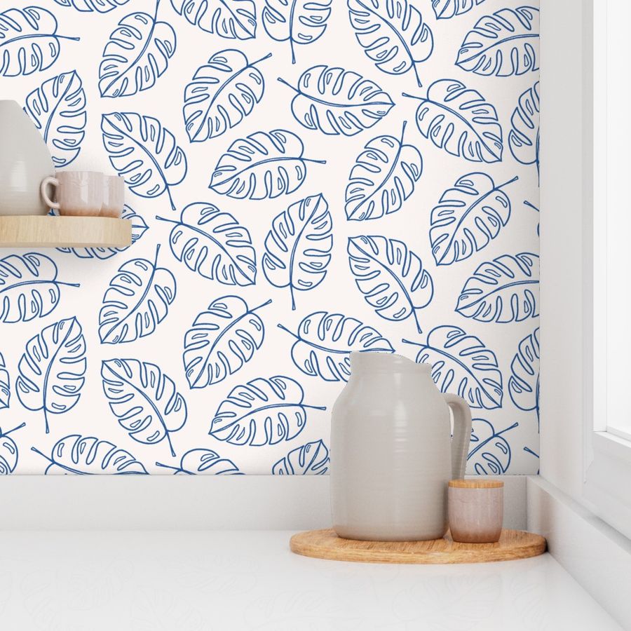 Summery Design Monstera Leaf by Kathrin Woo on Spoonflower Wallpaper
