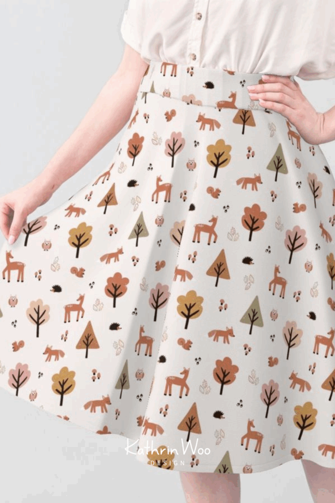 Cute pattern design Forest Friends by Kathrin Woo on a skirt available at Spoonflower
