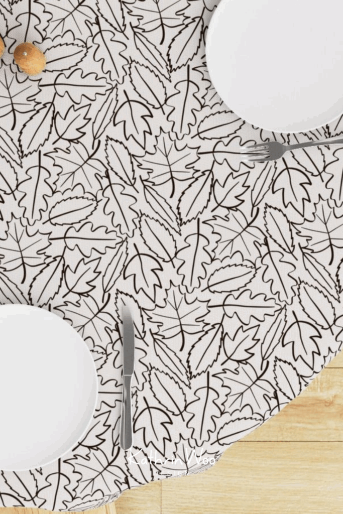 Organic fall surface pattern design Leaves by Kathrin Woo on a tablecloth available at Spoonflower