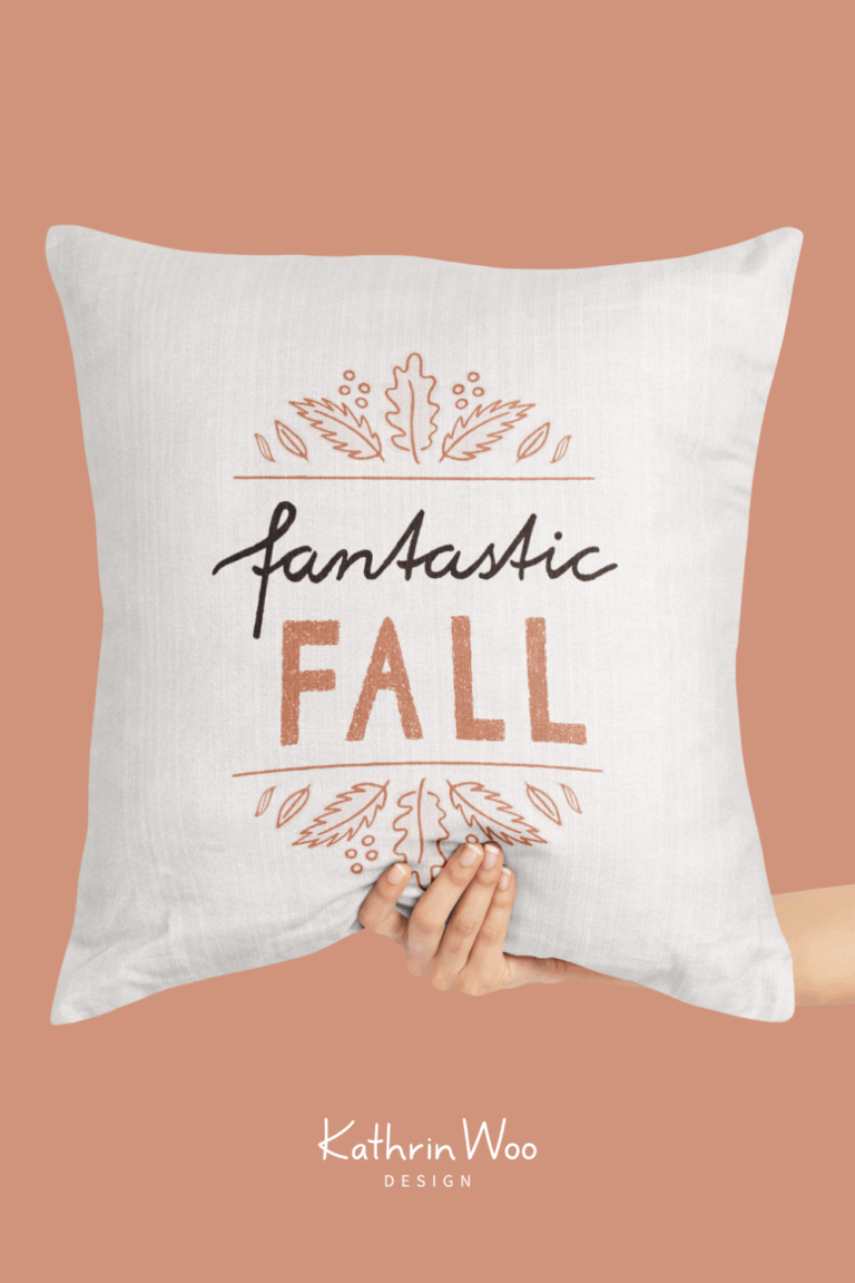 Modern decorative Hand Lettering Design Fantastic Fall by Kathrin Woo Design on a pillow