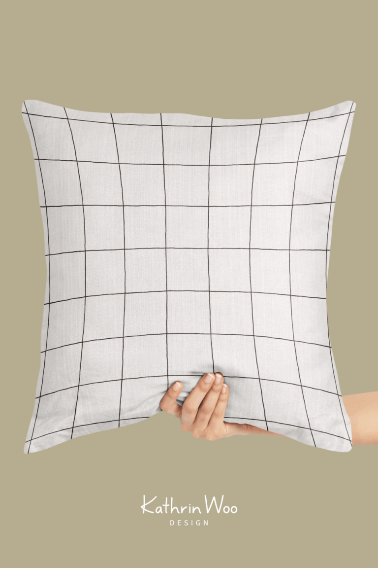 Minimal Grid Organic Surface Pattern Design by Kathrin Woo Design on a pillow