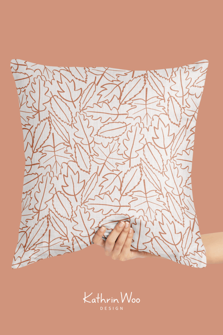 Organic leaves fall surface pattern design by Kathrin Woo Design on a pillow