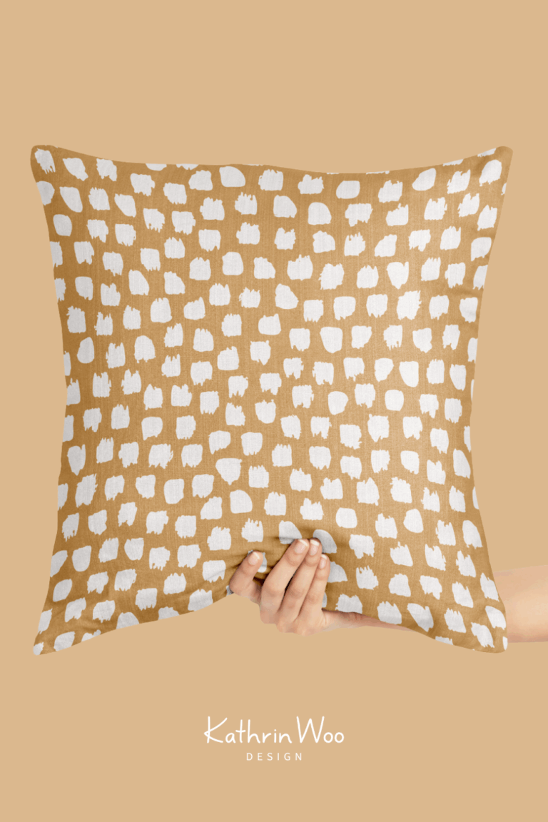 Modern organic brush strokes surface pattern design by Kathrin Woo Design on a pillow