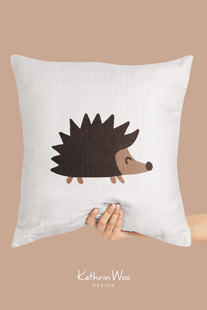 Cute Hedgehog Illustration by Kathrin Woo Design on a pillow
