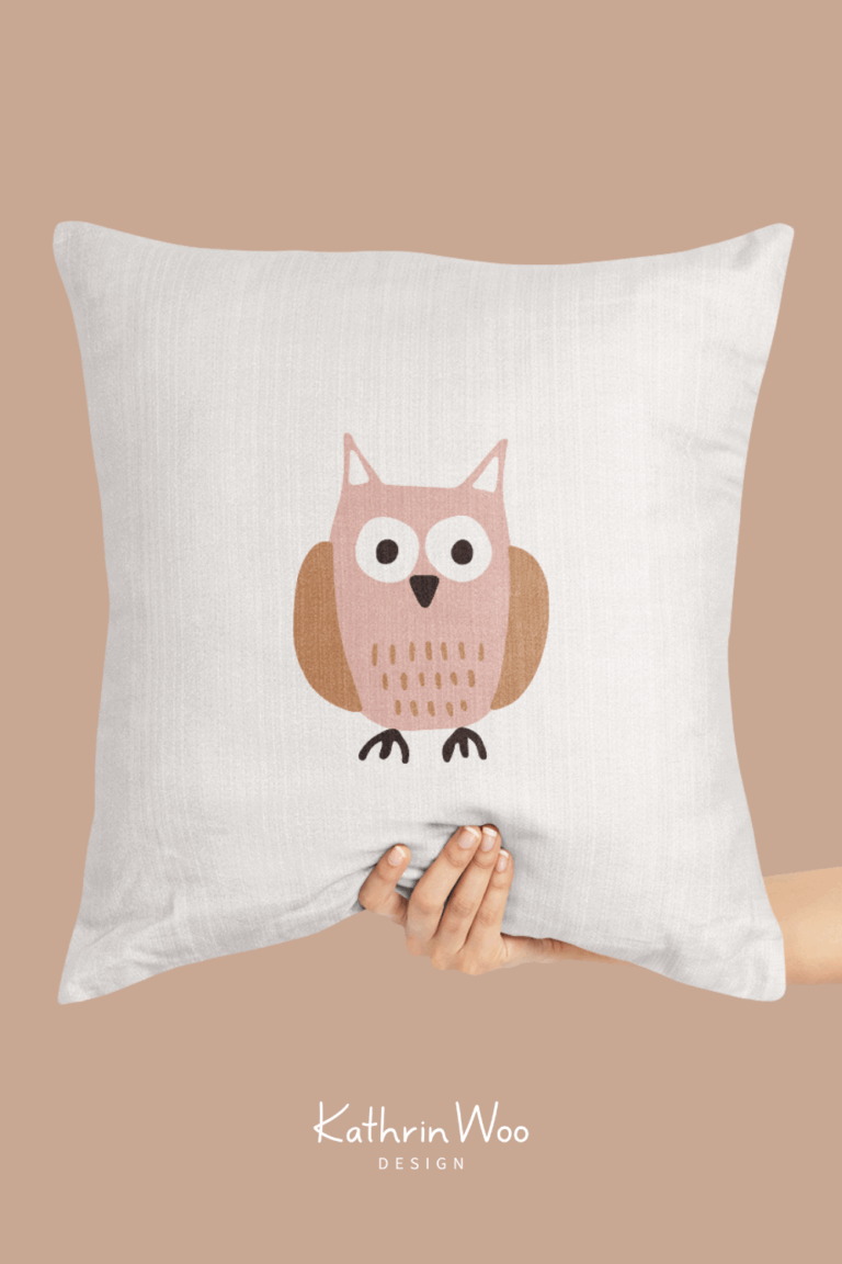 Cute Owl Illustration by Kathrin Woo Design on a pillow