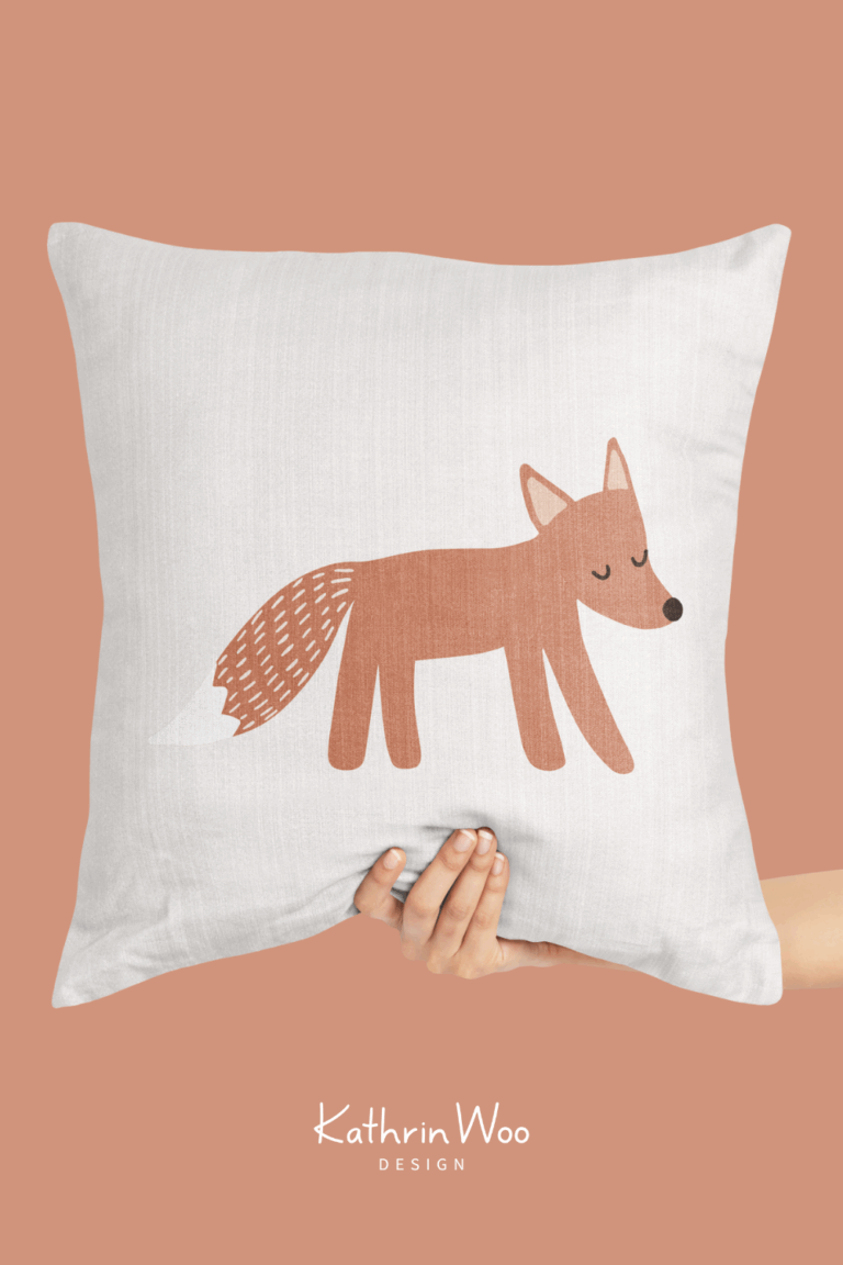 Sweet Fox Illustration by Kathrin Woo Design on a pillow