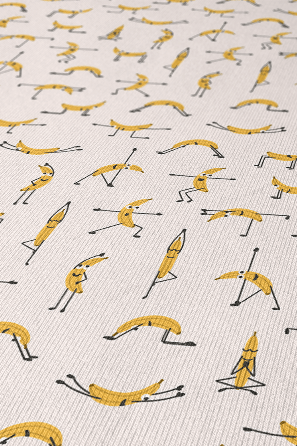 Surface Pattern Design Banana Yoga by Kathrin Woo on fabric