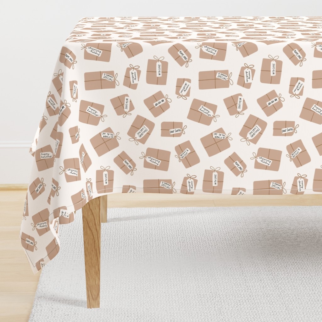 Modern neutral wintery surface pattern design Joyful Giving from Kathrin Woo's Christmas Collection Winter Magic on tablecloth