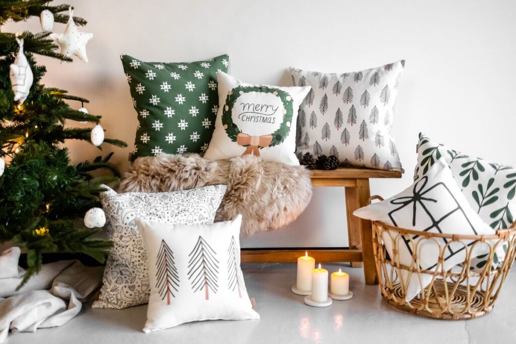 Modern and Playful Christmas and Winter Surface Pattern Design Collection Winter Magic by Kathrin Woo, featured by textilwerk on Pillows