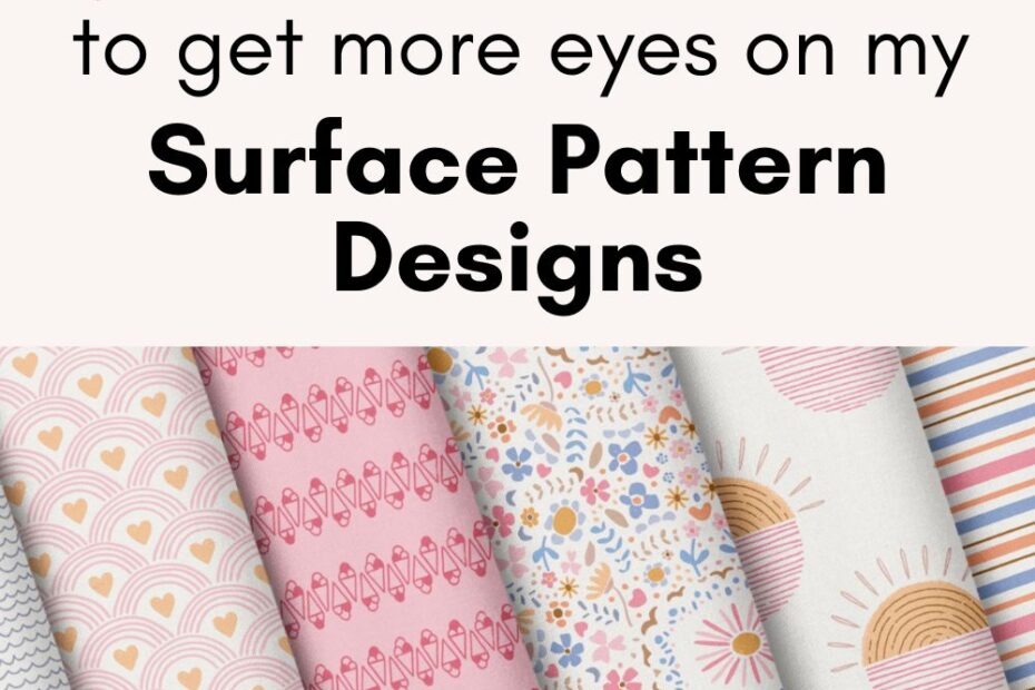 Summer Fabric Collection by Kathrin Woo and title "How I Use Pinterest to get more eyes on my Surface Pattern Designs"