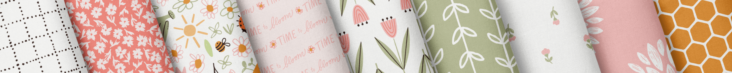 Fabric featuring the Time to Bloom surface pattern design collection for art licensing